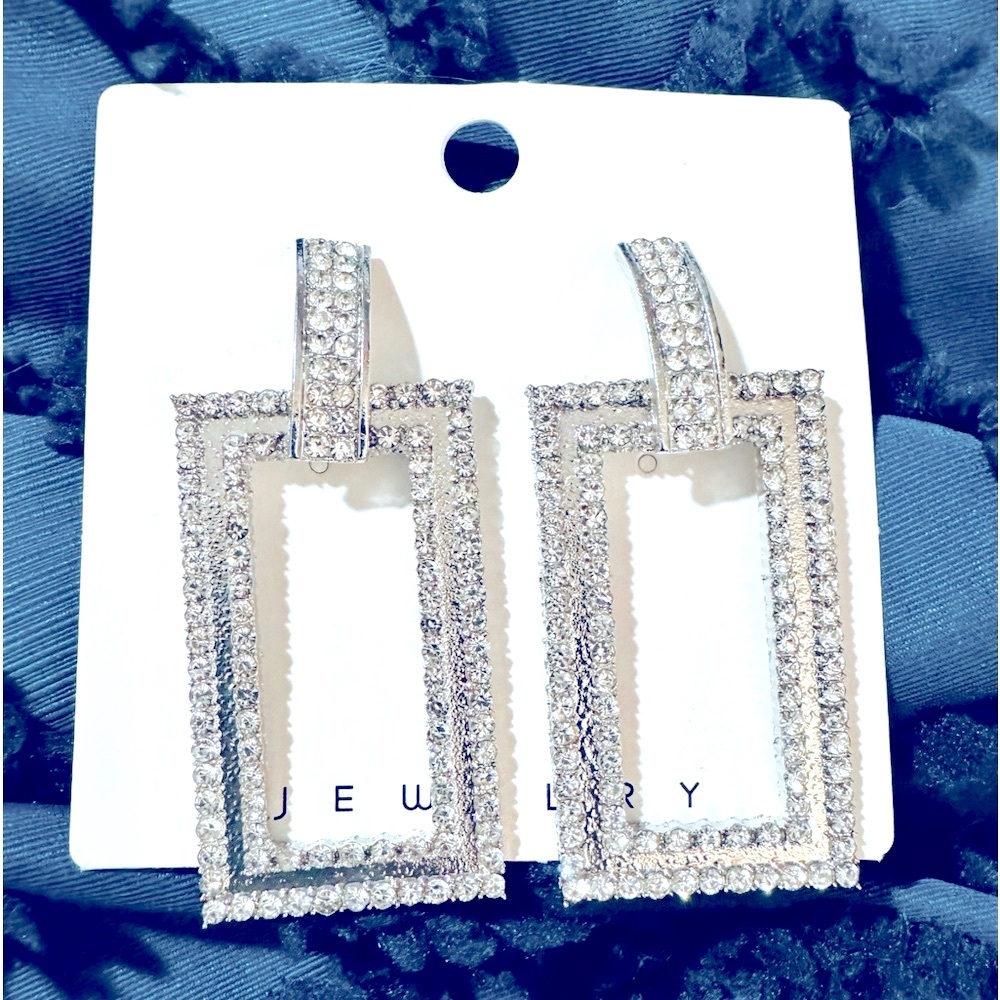 NEW Silver Plated Crystal Door Knocker Earrings